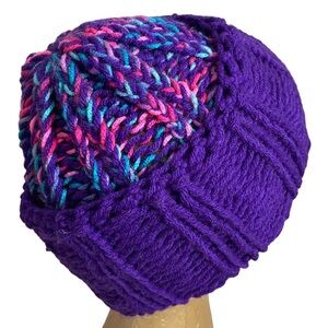 Handmade Purple Knitted Beanie